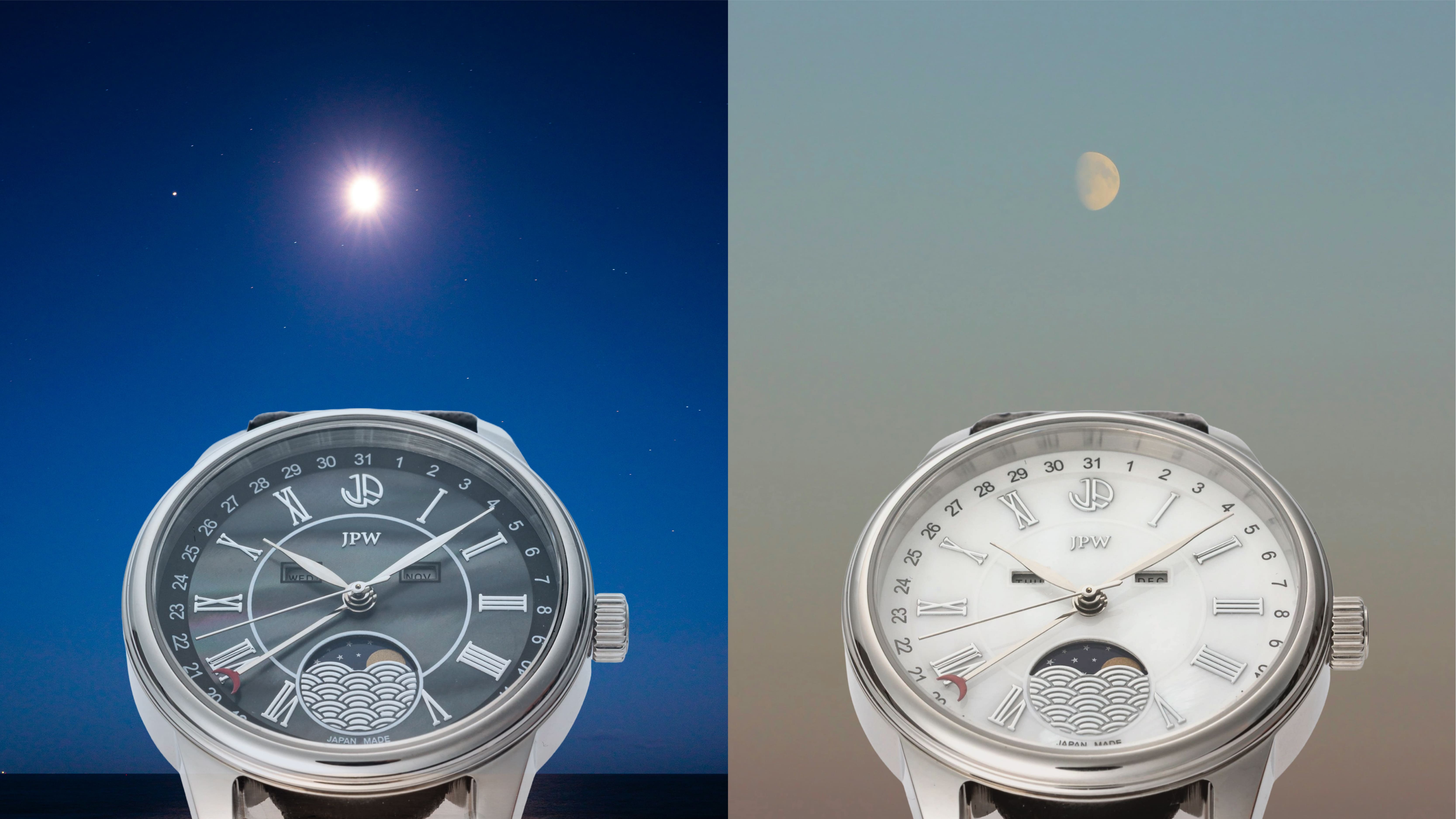 アスティエ　オーナメント　ムーン　月 夜空と月を腕に宿す、日本製ムーンフェイズ腕時計。自社工房からお届け