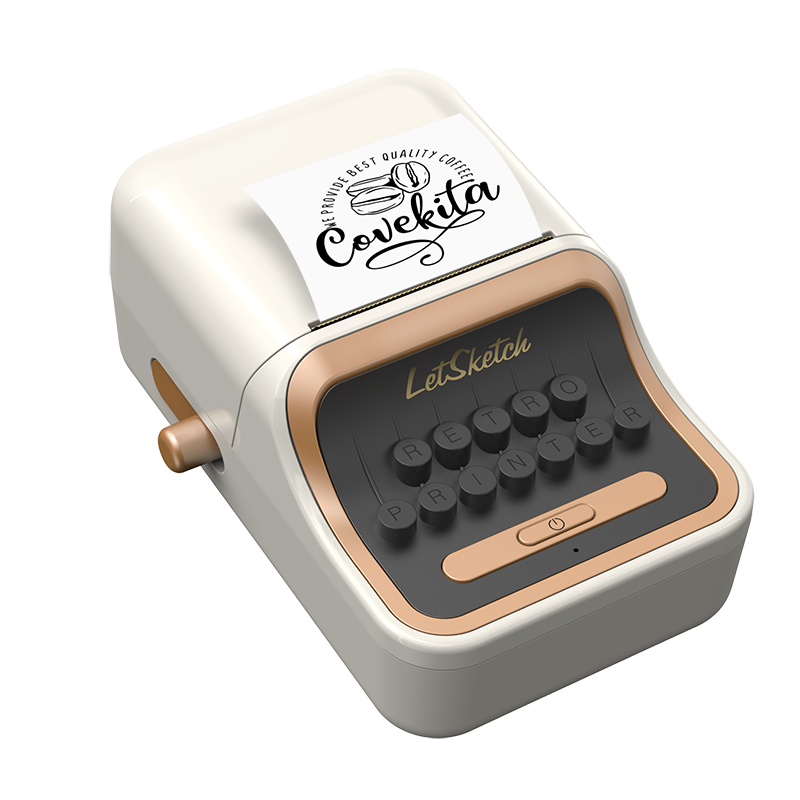 レトロ文具】スマホ対応小型ラベルプリンター。インク不要いつでも